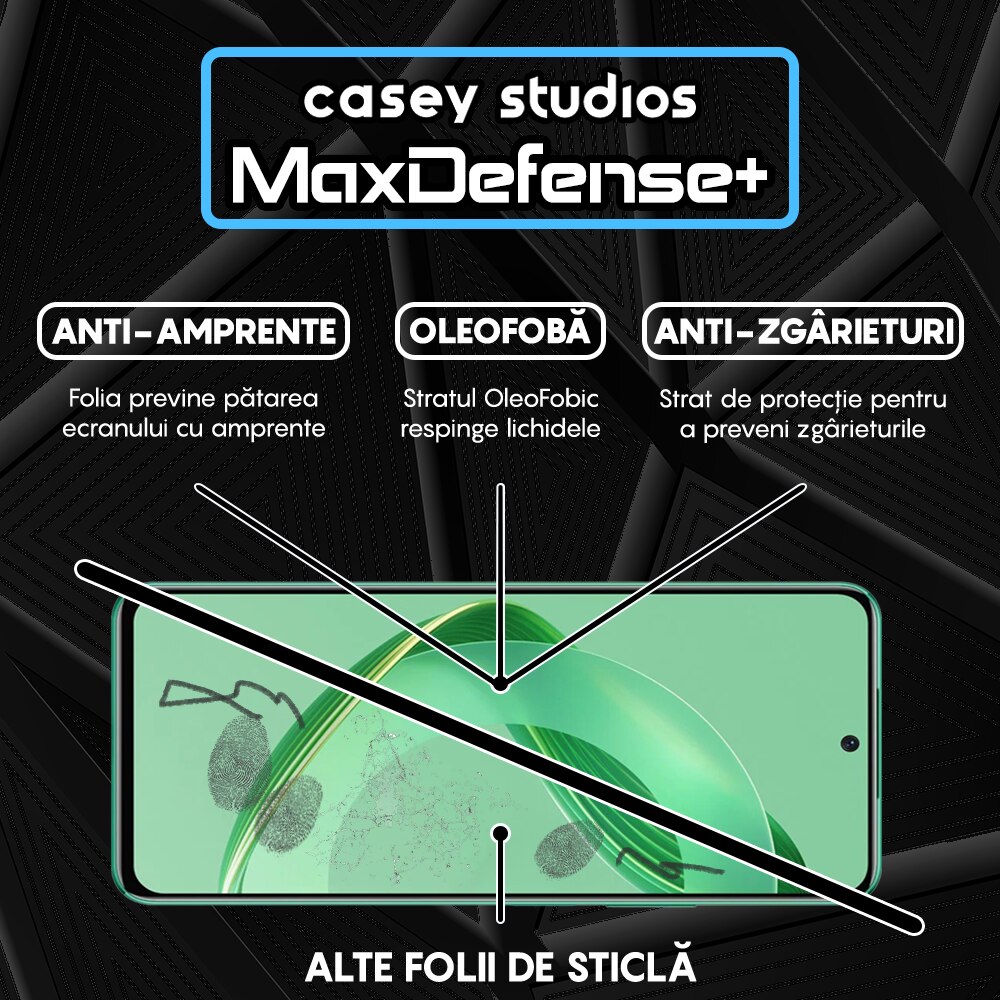 Folie Sticla CASEY STUDIOS™ compatibila cu Huawei nova 12, Full Cover 3D, Full Glue, Duritate Militara, Ultra HD, Anti Zgarieturi, Anti Amprente, Anti Socuri, Margini Negre