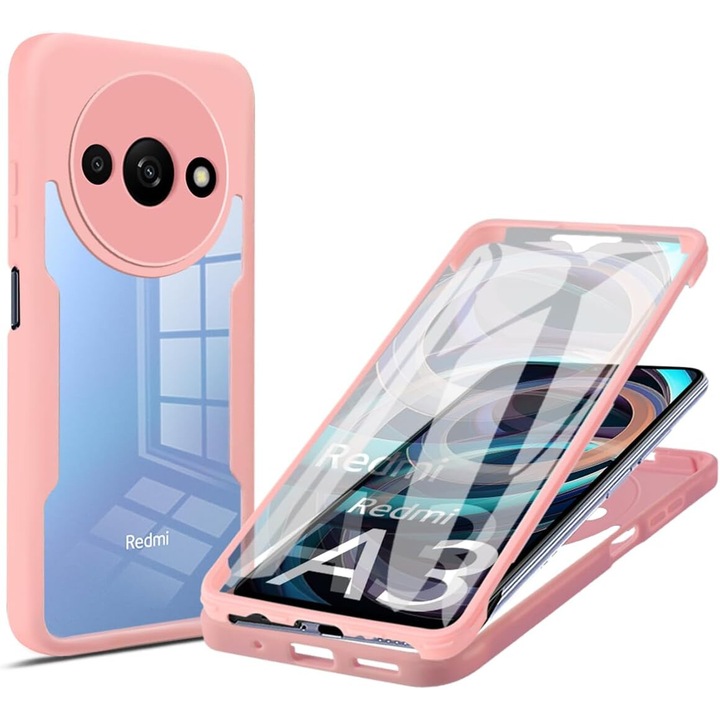 Пакет 360: Калъф с интегрирано фолио за Xiaomi Redmi A3 Cover360 преден / гръб - розов