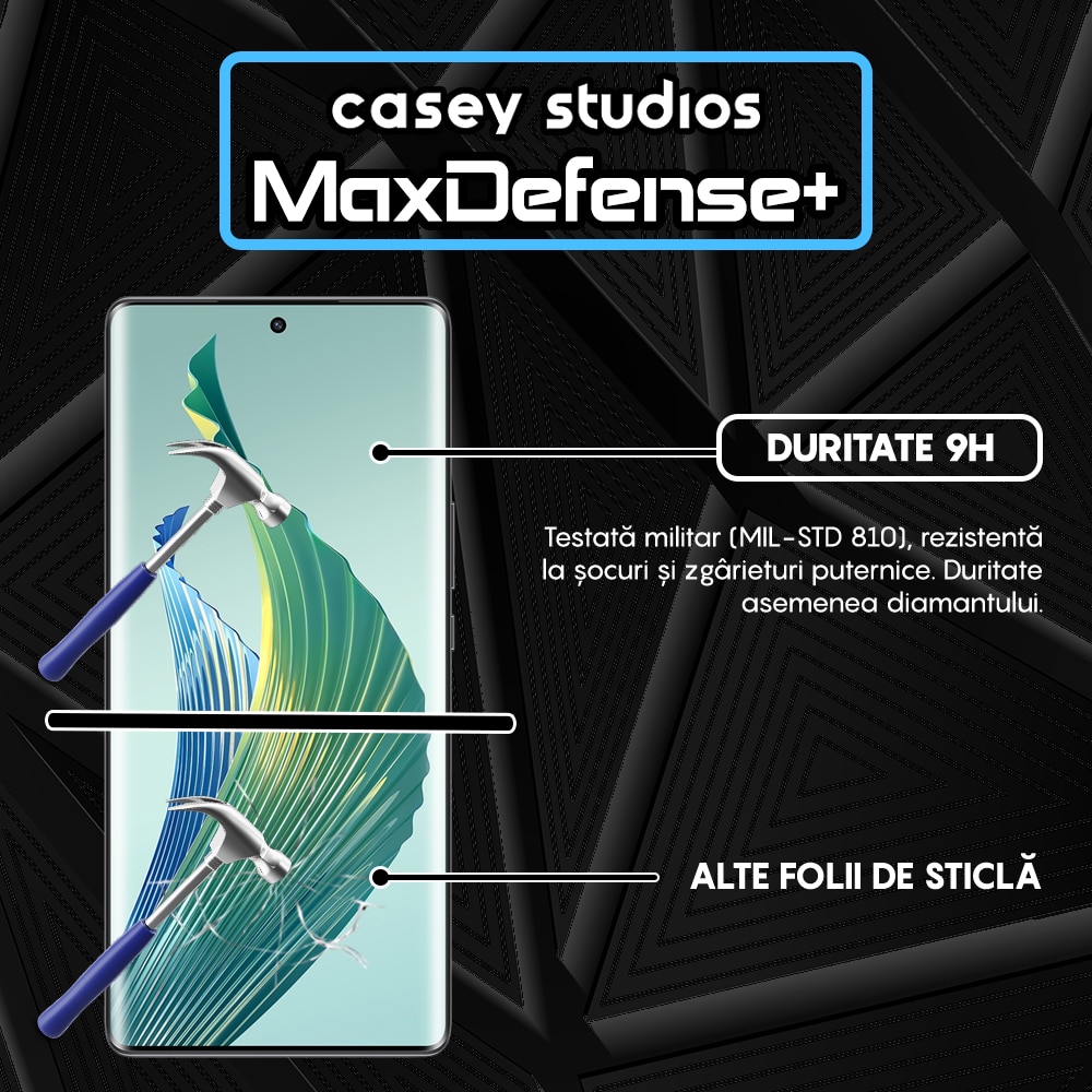 Folie Sticla CASEY STUDIOS™ compatibila cu Honor Magic5 Lite, Full Cover 3D, Full Glue, Duritate Militara, Ultra HD, Anti Zgarieturi, Anti Amprente, Anti Socuri, Margini Negre