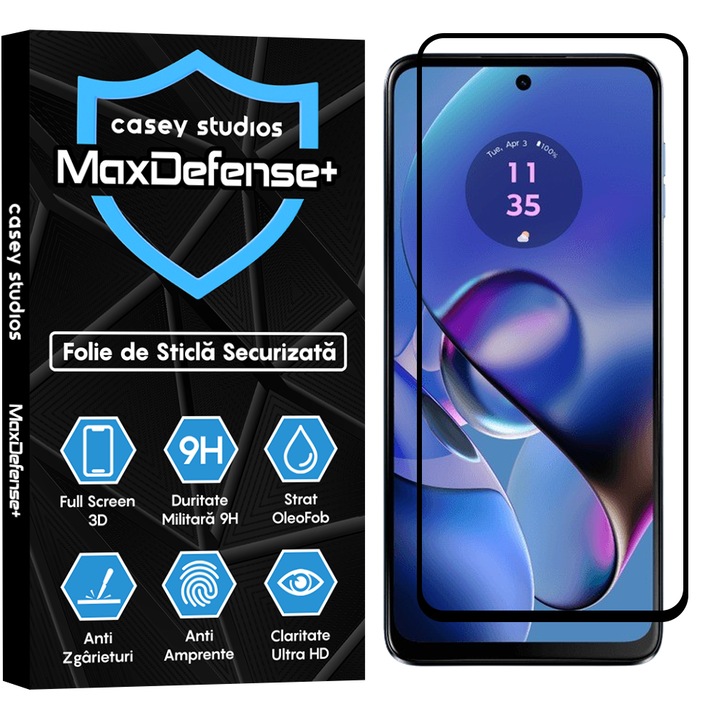 Folie Sticla CASEY STUDIOS™ compatibila cu Motorola Moto G64, Full Cover 3D, Full Glue, Duritate Militara, Ultra HD, Anti Zgarieturi, Anti Amprente, Anti Socuri, Margini Negre
