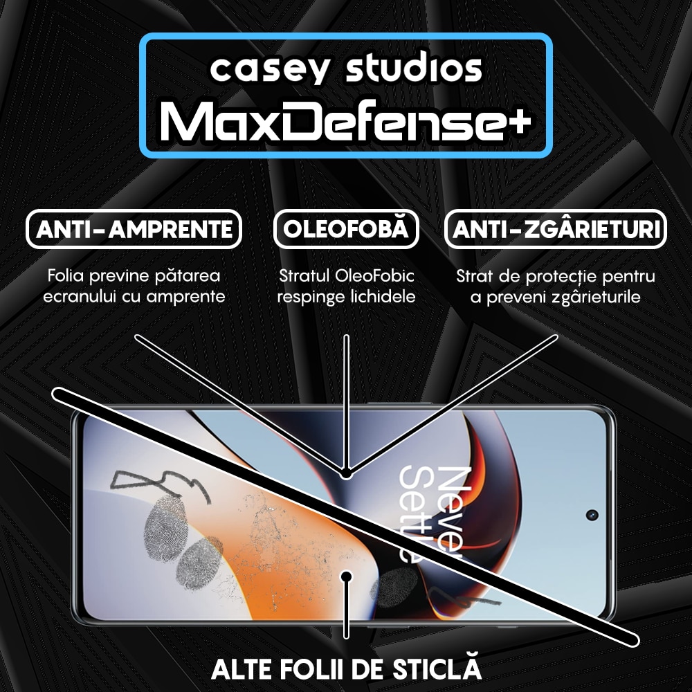 Folie Sticla CASEY STUDIOS™ compatibila cu OnePlus 11R, Full Cover 3D, Full Glue, Duritate Militara, Ultra HD, Anti Zgarieturi, Anti Amprente, Anti Socuri, Margini Negre