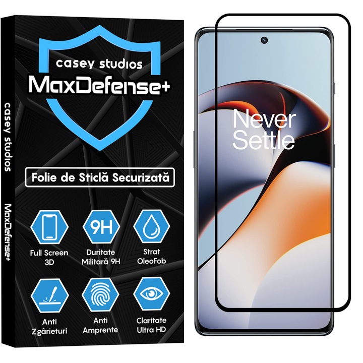 Folie Sticla CASEY STUDIOS™ compatibila cu OnePlus 11R, Full Cover 3D, Full Glue, Duritate Militara, Ultra HD, Anti Zgarieturi, Anti Amprente, Anti Socuri, Margini Negre
