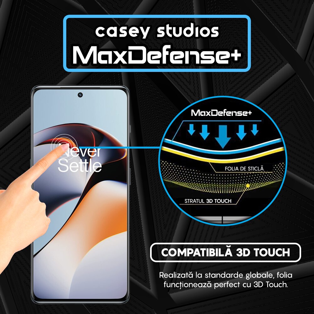 Folie Sticla CASEY STUDIOS™ compatibila cu OnePlus 11R, Full Cover 3D, Full Glue, Duritate Militara, Ultra HD, Anti Zgarieturi, Anti Amprente, Anti Socuri, Margini Negre