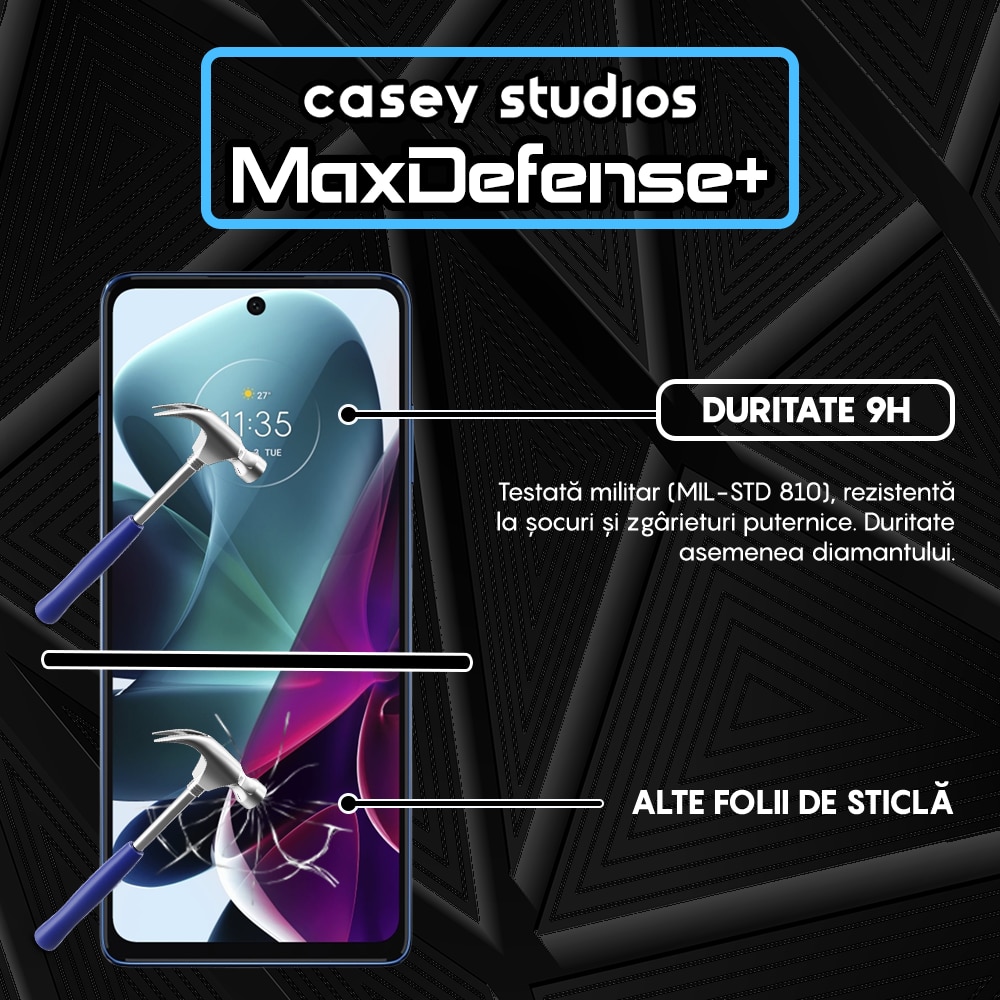 Folie Sticla CASEY STUDIOS™ compatibila cu Motorola Moto G200 5G, Full Cover 3D, Full Glue, Duritate Militara, Ultra HD, Anti Zgarieturi, Anti Amprente, Anti Socuri, Margini Negre