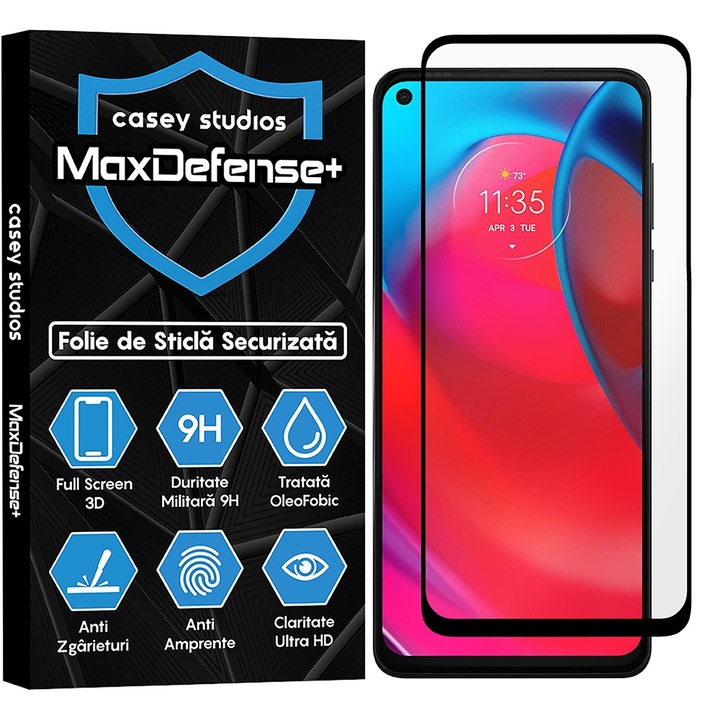CASEY STUDIOS™ üvegfólia Motorola Moto G Stylus 5G 2024 készülékkel kompatibilis, teljes 3D fólia, teljes ragasztó, katonai keménység, Ultra HD, karcálló, ujjlenyomat-taszító, ütésálló, fekete szélek