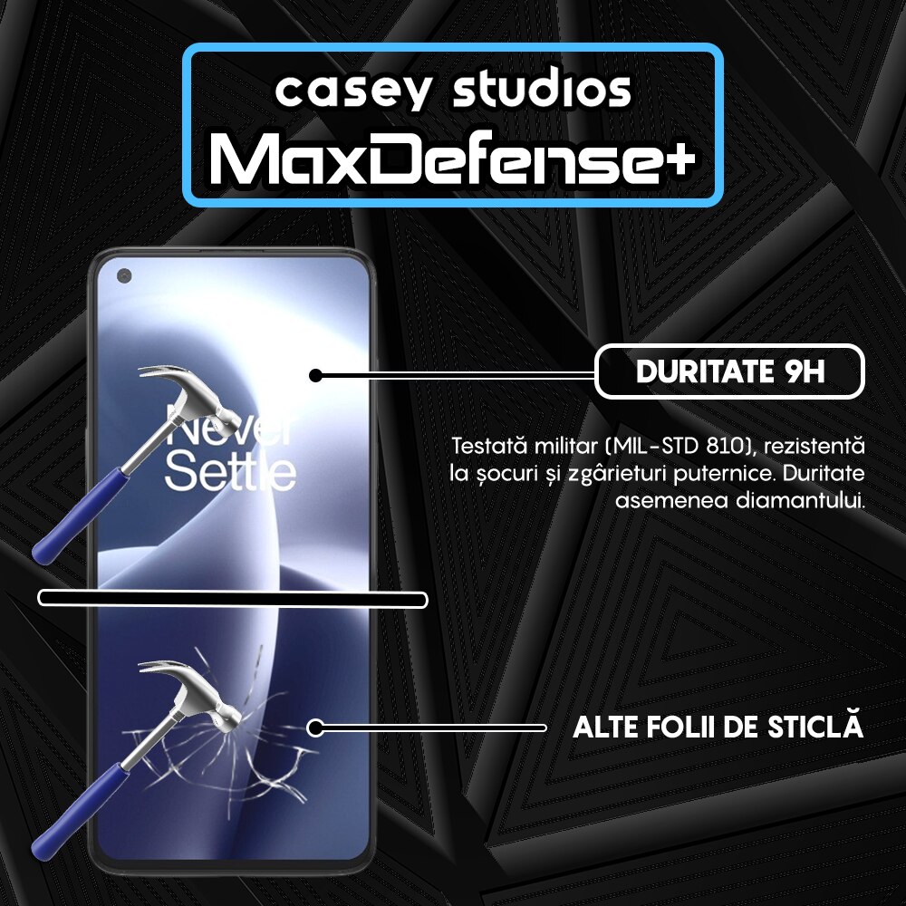 Folie Sticla CASEY STUDIOS™ compatibila cu OnePlus Nord 2T / Nord CE 5G / Nord 2 5G, Full Cover 3D, Full Glue, Duritate Militara, Ultra HD, Anti Zgarieturi, Anti Amprente, Anti Socuri, Margini Negre