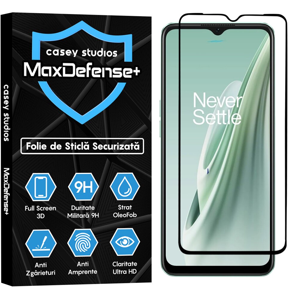 Folie Sticla CASEY STUDIOS™ compatibila cu OnePlus Nord N20 SE, Full Cover 3D, Full Glue, Duritate Militara, Ultra HD, Anti Zgarieturi, Anti Amprente, Anti Socuri, Margini Negre