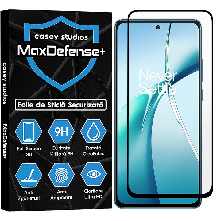 CASEY STUDIOS OnePlus Nord CE4 Lite kompatibilis üvegfólia, Full Cover 3D, Full Glue, Katonai keménység, Ultra HD, karcolásgátló, ujjlenyomat mentes, ütésgátló, fekete élek