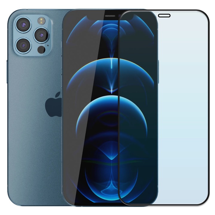 Folie din sticla securizata pentru Apple iPhone 12 Pro, HAMSTERBOX Glass Shield, Protectie completa ecran, Full face, Aplicare rapida, Case Friendly, Transparenta