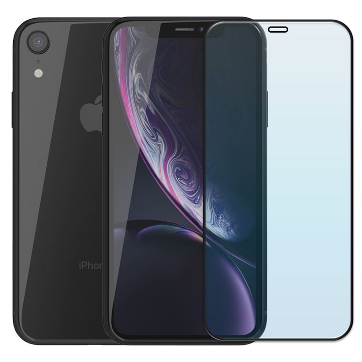 Folie din sticla securizata pentru Apple iPhone XR, HAMSTERBOX Glass Shield, Protectie completa ecran, Full face, Aplicare rapida, Case Friendly, Transparenta