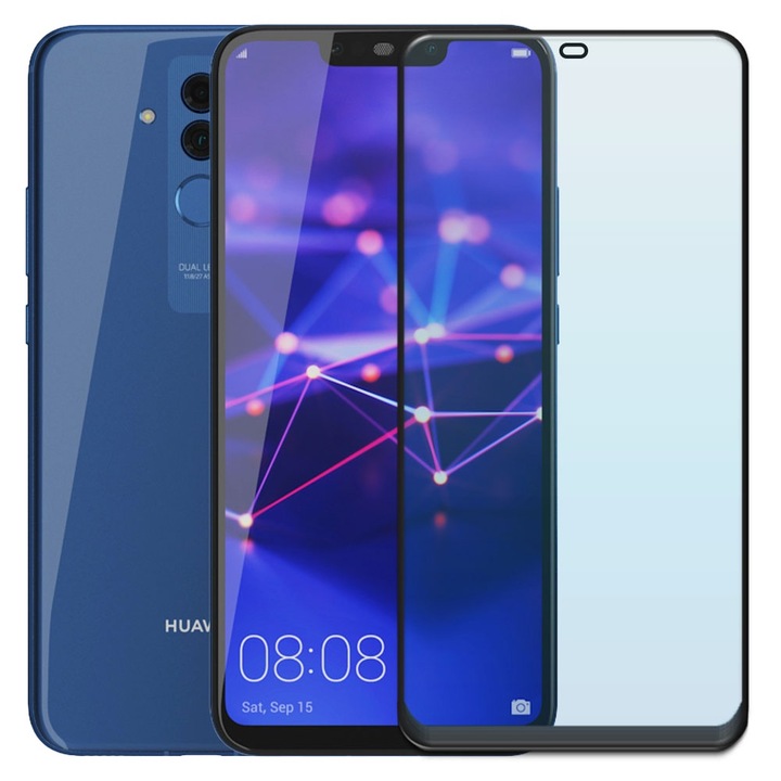 Folie din sticla securizata pentru Huawei Mate 20 Lite, HAMSTERBOX Glass Shield, Protectie completa ecran, Full face, Aplicare rapida, Case Friendly, Transparenta