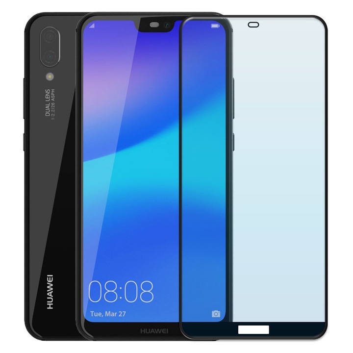 Folie din sticla securizata pentru Huawei P20 Lite, HAMSTERBOX Glass Shield, Protectie completa ecran, Full face, Aplicare rapida, Case Friendly, Transparenta