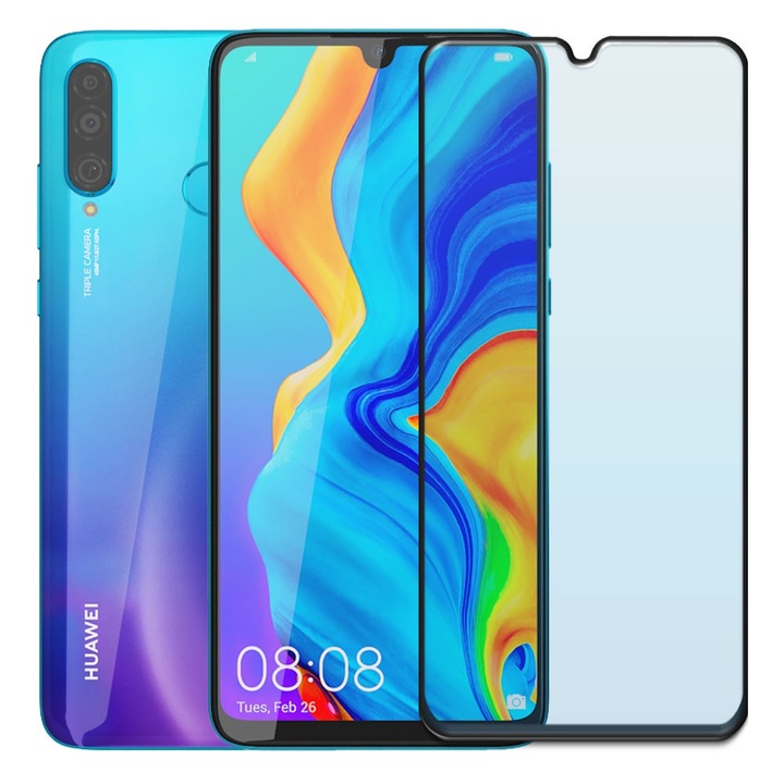 Folie din sticla securizata pentru Huawei P30 Lite, HAMSTERBOX Glass Shield, Protectie completa ecran, Full face, Aplicare rapida, Case Friendly, Transparenta