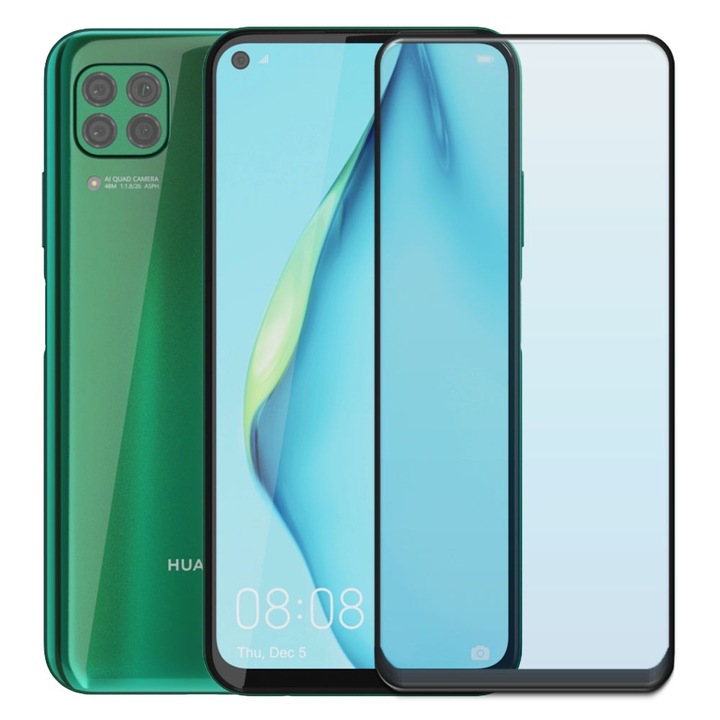 Folie din sticla securizata pentru Huawei P40 Lite, HAMSTERBOX Glass Shield, Protectie completa ecran, Full face, Aplicare rapida, Case Friendly, Transparenta