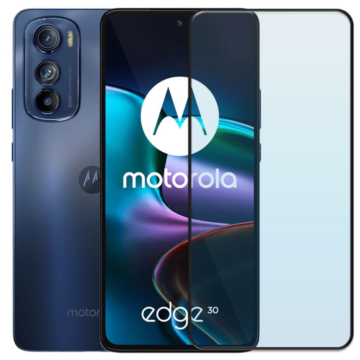 Folie din sticla securizata pentru Motorola Edge 30, HAMSTERBOX Glass Shield, Protectie completa ecran, Full face, Aplicare rapida, Case Friendly, Transparenta