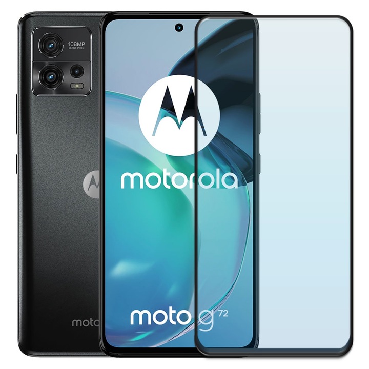 Folie din sticla securizata pentru Motorola Moto G72, HAMSTERBOX Glass Shield, Protectie completa ecran, Full face, Aplicare rapida, Case Friendly, Transparenta