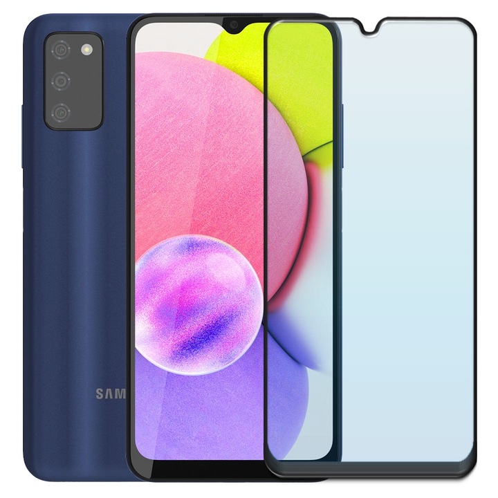 Folie din sticla securizata pentru Samsung Galaxy A03s, HAMSTERBOX Glass Shield, Protectie completa ecran, Full face, Aplicare rapida, Case Friendly, Transparenta