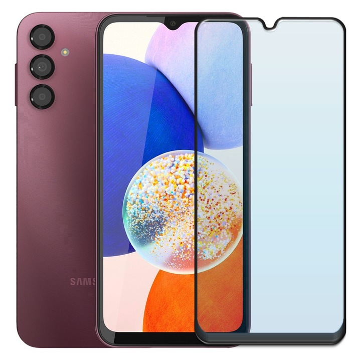 Folie din sticla securizata pentru Samsung Galaxy A14 (4G / 5G), HAMSTERBOX Glass Shield, Protectie completa ecran, Full face, Aplicare rapida, Case Friendly, Transparenta