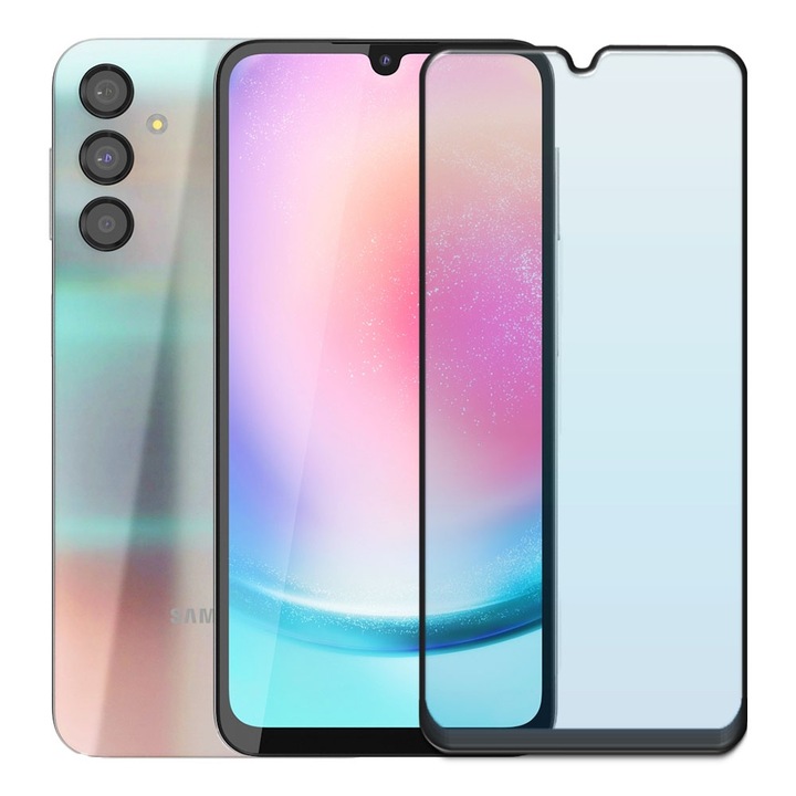 Folie din sticla securizata pentru Samsung Galaxy A24, HAMSTERBOX Glass Shield, Protectie completa ecran, Full face, Aplicare rapida, Case Friendly, Transparenta