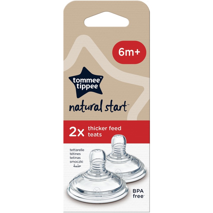 Биберон Tommee Tippee Natural Start, за твърда храна, 6 месеца +, 2 бр