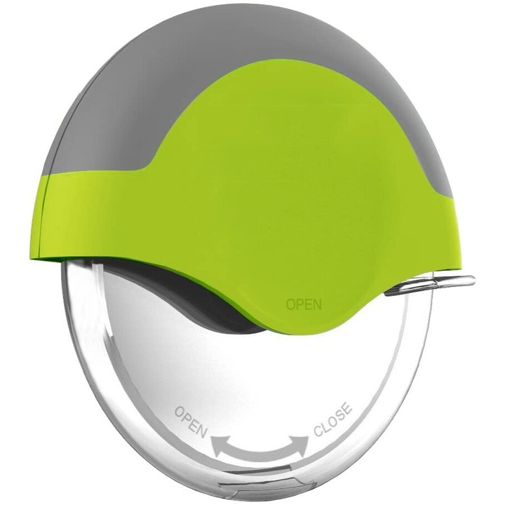 Feliator pizza cu lama inox, protectie pentru degete, demontabil, verde