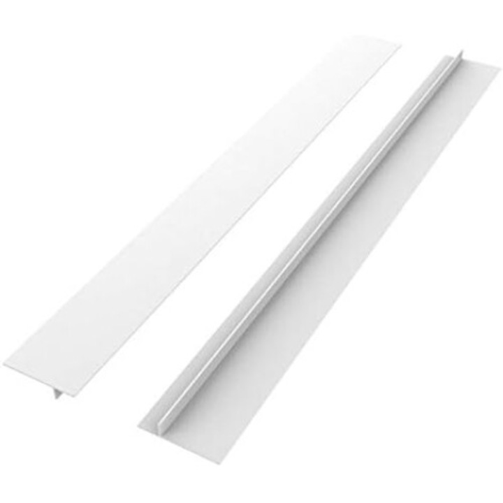 Силиконов уплътнител за пролуки за кухненски плот на печка, пълнител за дълги и широки пролуки (комплект от 2), уплътнява течове между плотове, котлони, перални машини, фурни, съдомиялни машини, сушилни - топлоустойчив и лесен за почистване.