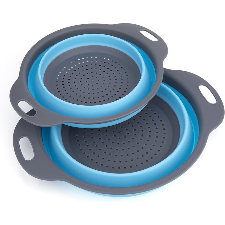 Set 2 site din silicon pliabil, gri, dimensiuni mari si mici