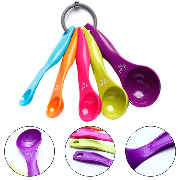 Enforose rozsdamentes acél mérőkanalak, többszínű, fészek kialakítás a könnyű tárolásért