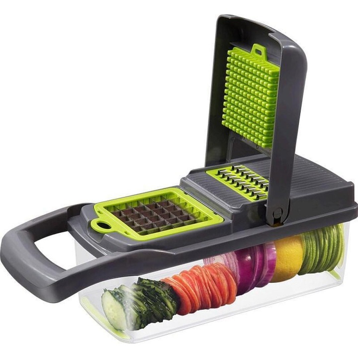 Taietor de legume 11 in 1, Cozevdnt, negru/transparent, inox
