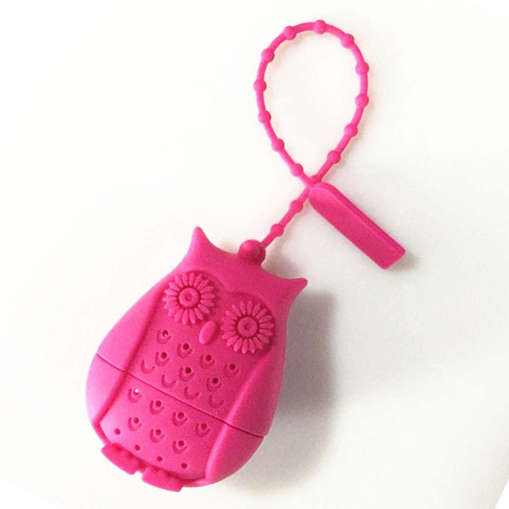 Accesorii ceai, Cozevdnt, pliculete de ceai cu bufnita, silicon, rosu