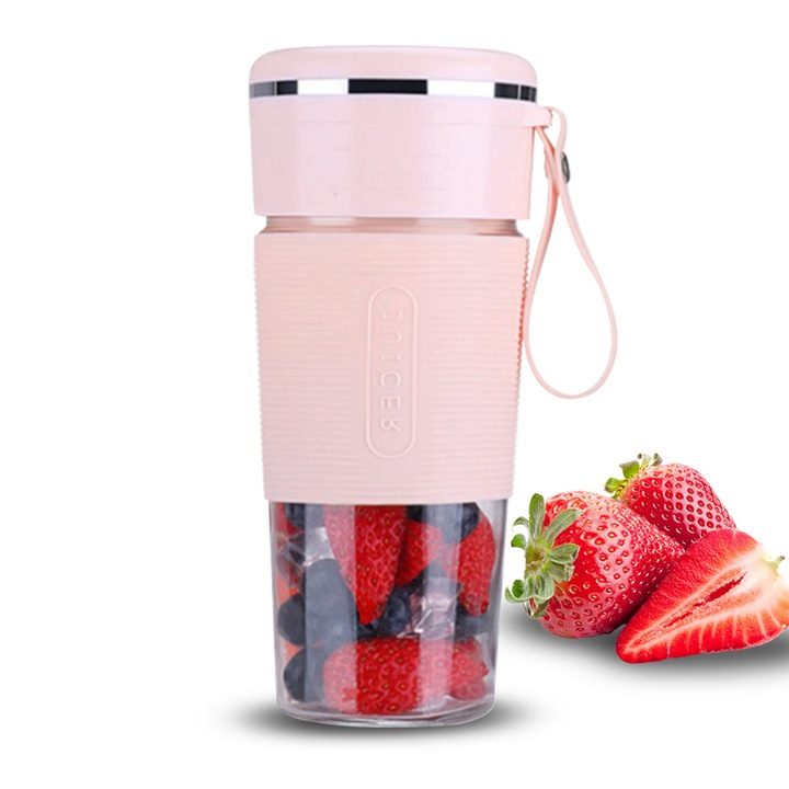 Blender portabil QttvbTna, 300ml, 6-lame, 65W, incarcare USB, 85x185mm