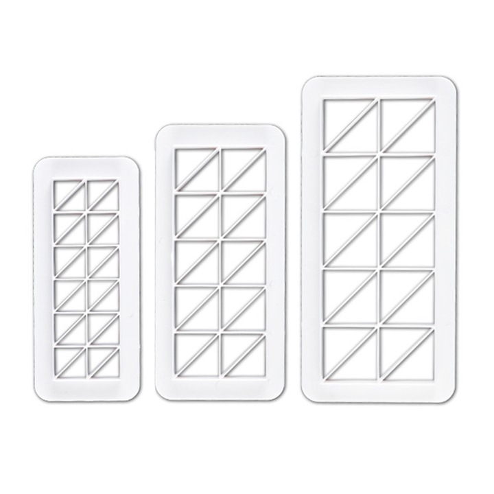 Set 3 forme prajituri, stil boem, patrat, triunghi dreptunghic, hexagon, alb