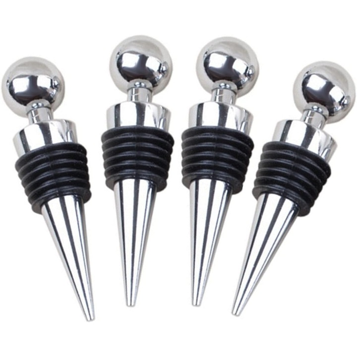 Set 4 dopuri pentru sticle de vin, AMRINUGL, plastic/silicon, reutilizabile