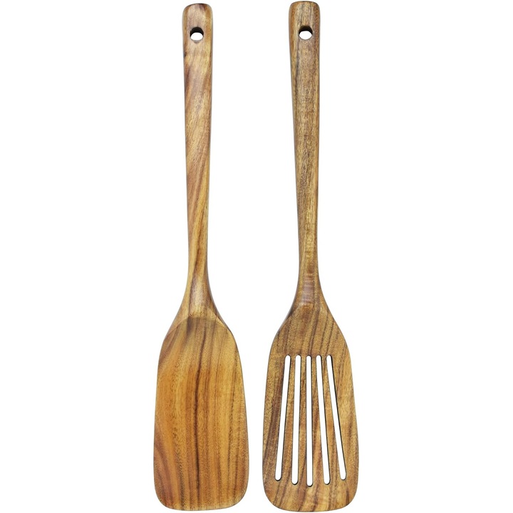 Set ustensile din lemn, AMRINUGL, multifunctionale, sigure pentru masina de spalat vase