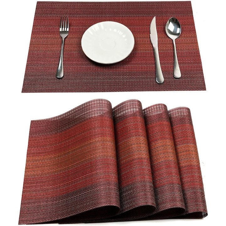 6 darabos újrafelhasználható alátétkészlet, AMRINUGL, hőálló, piros, 45x30 cm