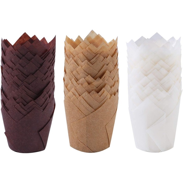 Forme prajituri, Enforose, set 130 buc, hartie rezistenta la grasime, marime mare, culoare maro