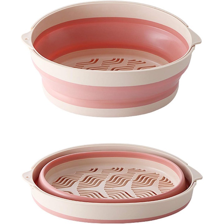 Összecsukható szűrő, Jormftte, szilikon, ergonomikus, könnyen tisztítható, rózsaszín/fehér