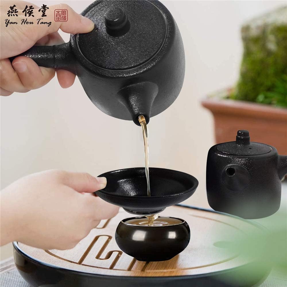 Ceainic BGHYHYHI, stil japonez cu maner lateral, ceramica, filtru