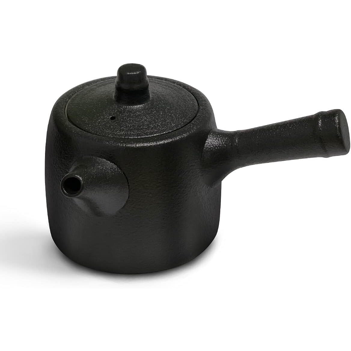 Ceainic ceramic japonez cu maner lateral, 300ml, negru, Cozevdnt