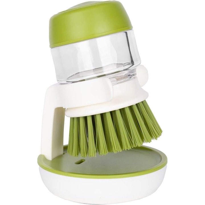 Perie pentru vase Cozevdnt, cu dispenser detergent/suport, verde