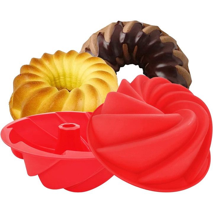 Forma prajituri, Enforose, din silicon alimentar, flexibil, rosu