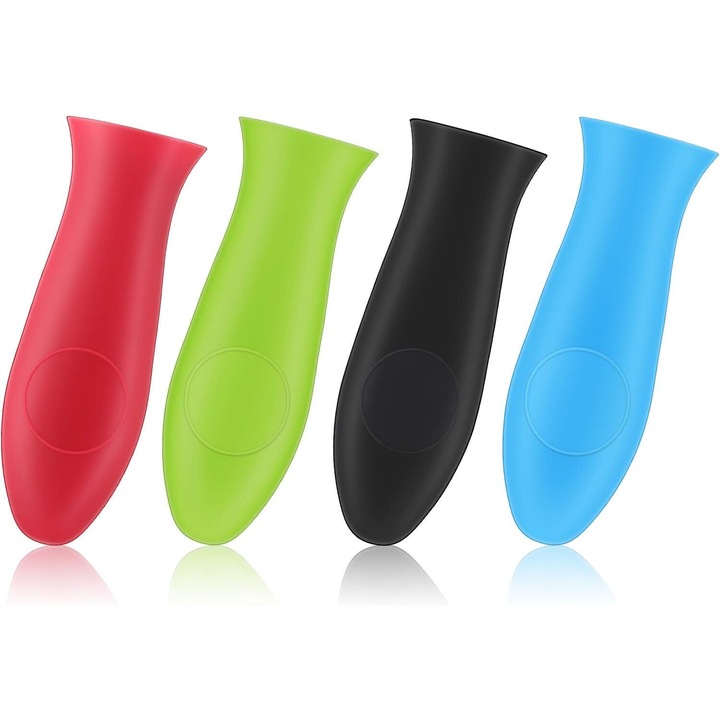 Set 4 capace de manere din silicon rezistente la caldura, AMRINUGL, non-aderente, pentru tigai din fonta si tigai traditionale