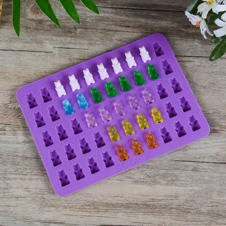 Set 4 forme silicon ursuleti, 2 pipete, nonaderent, 1ml, multicolor