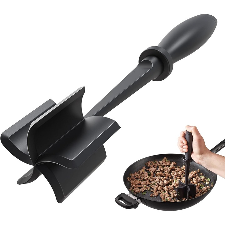 Tocator de carne de bucatarie, Cozevdnt, spatula, material nylon, negru