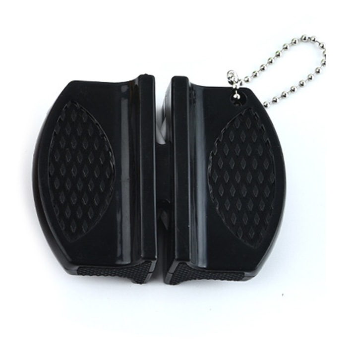 Késélező, QttvbTna, ergonomikus kialakítás, akasztóval, fekete