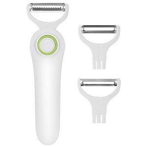 Curatator electric de legume si fructe, Enforose, set 3 in 1, cu acumulator, inox, pentru cartofi, mere