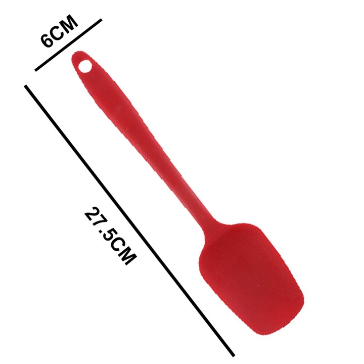Spatula, silicon, rezistenta la caldura, usor de curatat, 27.5 x 6 cm, rosu