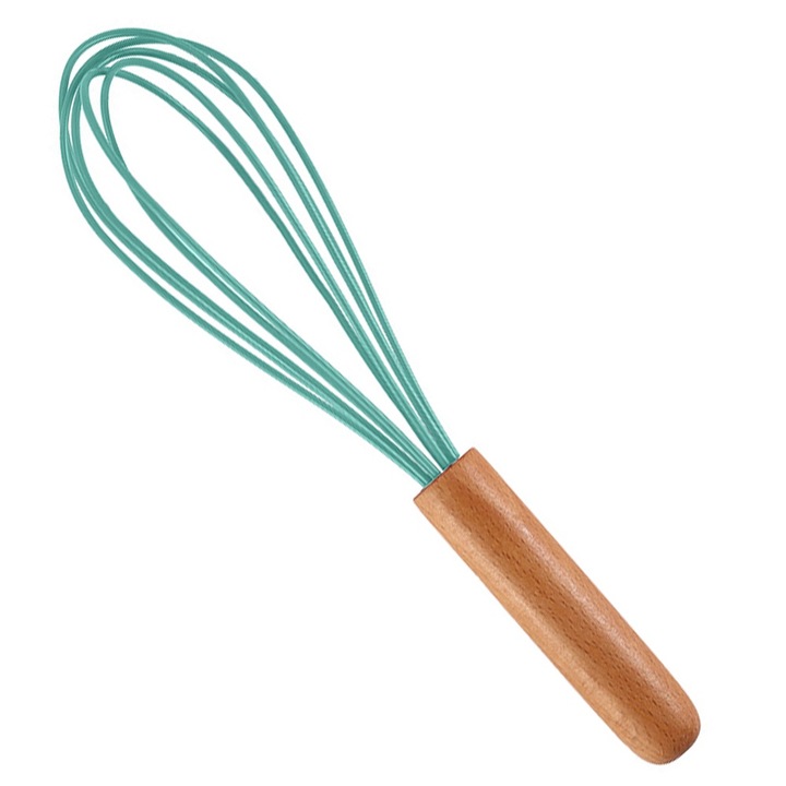 Tel din otel inoxidabil cu maner din lemn, 10cm, ustensila de bucatarie, verde