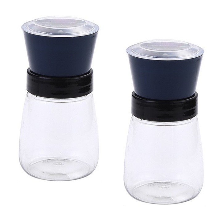 Set de rasnite pentru sare si piper, 200ml, sticla, negru, dimensiuni 13x6.5cm