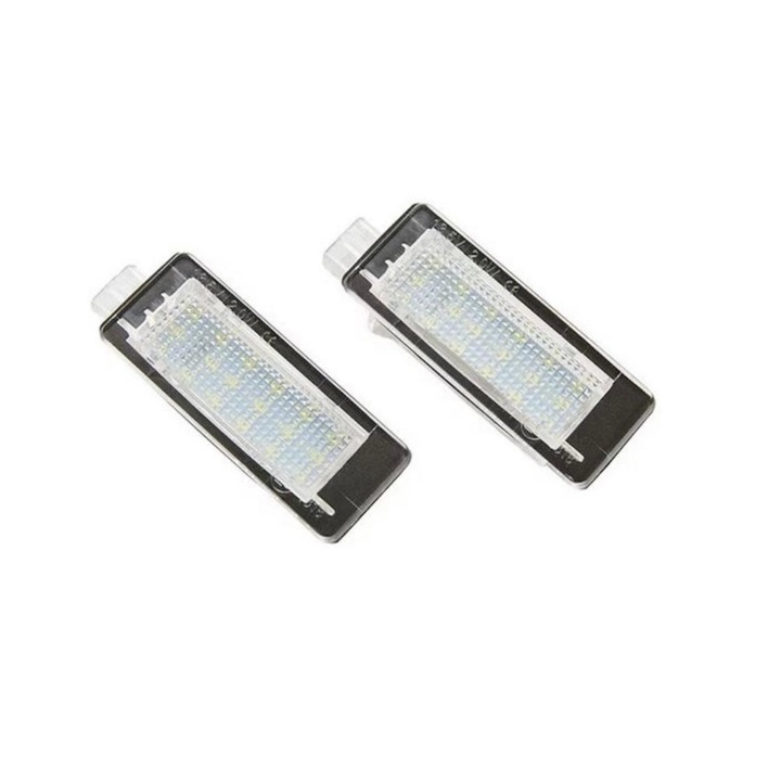 Set 2 lampi numar, cu LED fara eroare de bec ars, canbus, compatibil cu Renault Espace, Scenic, Laguna, Fluence, Captur, Dacia Duster, Lodgy, Logan MCV, cod 8200013577
